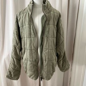 Free People Dolman Jacket Quilted Knit Bomber in Pine Green
